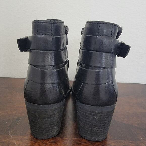 Born BOC‎ Black Booties Ankle Sz 8 Payton BR0026403 Block Heel Buckle Leather - Picture 9 of 16